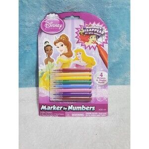 2011 Disney Princess Marker By Numbers Set 4 Pictures Display Stand & 8 Markers